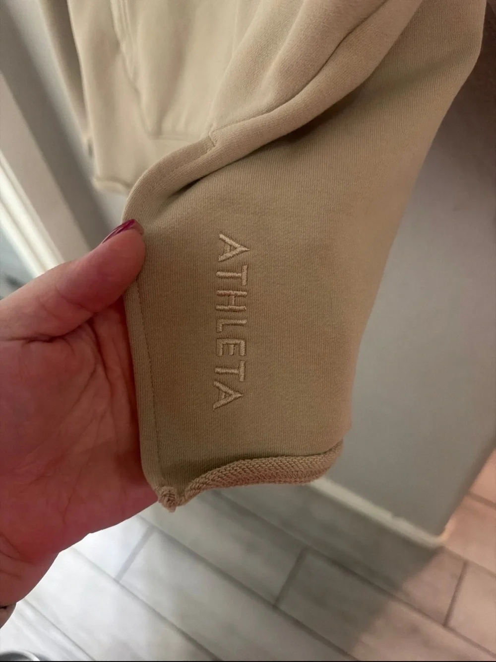 Athleta  Beige Oversized Hoodie Sweatshirt